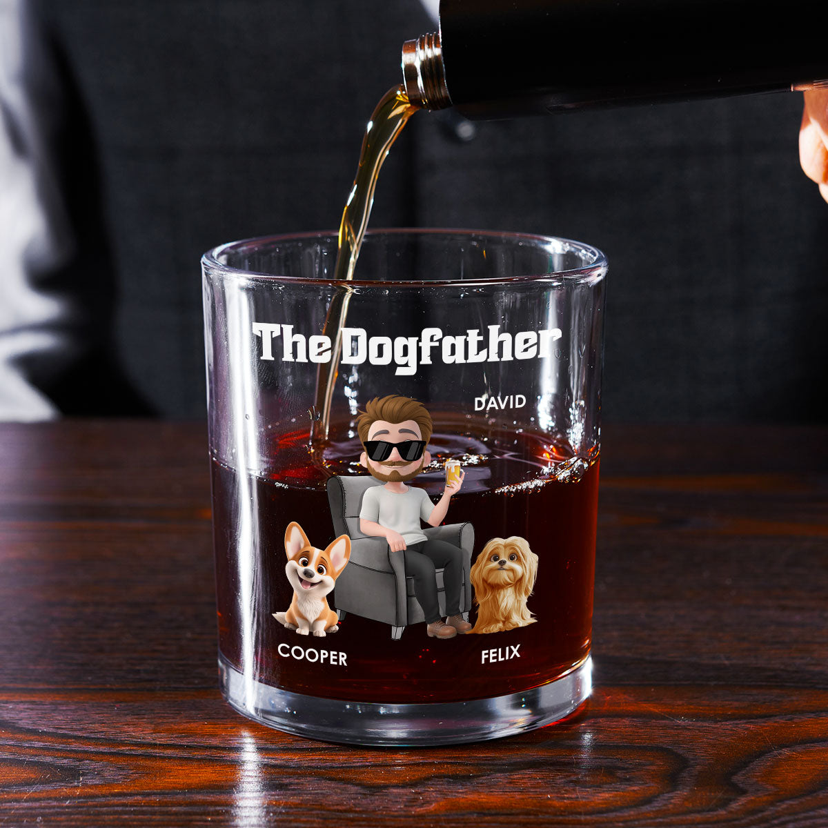 The Dogfather Version 2 - Personalized Whiskey Glass