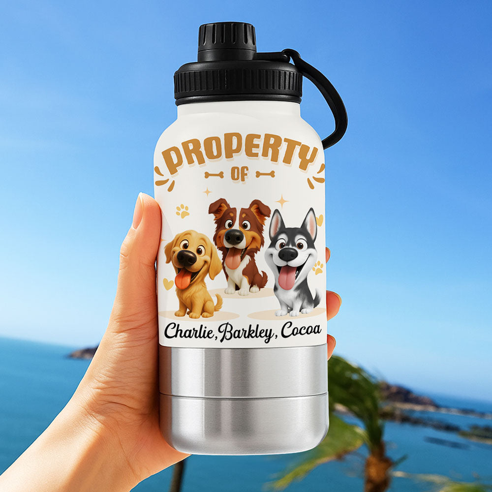 Property Of - Personalized 30oz Water Bottle With Pet Bowl
