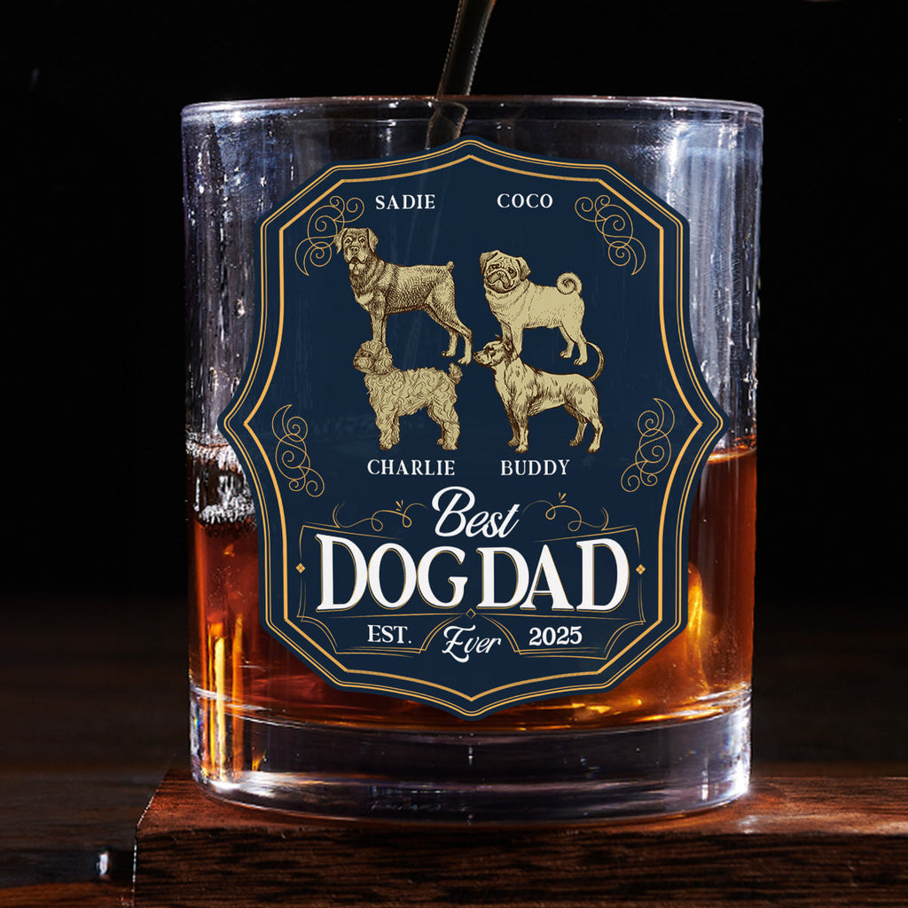 Dog Dad Est - Personalized Engraved Whiskey Glass