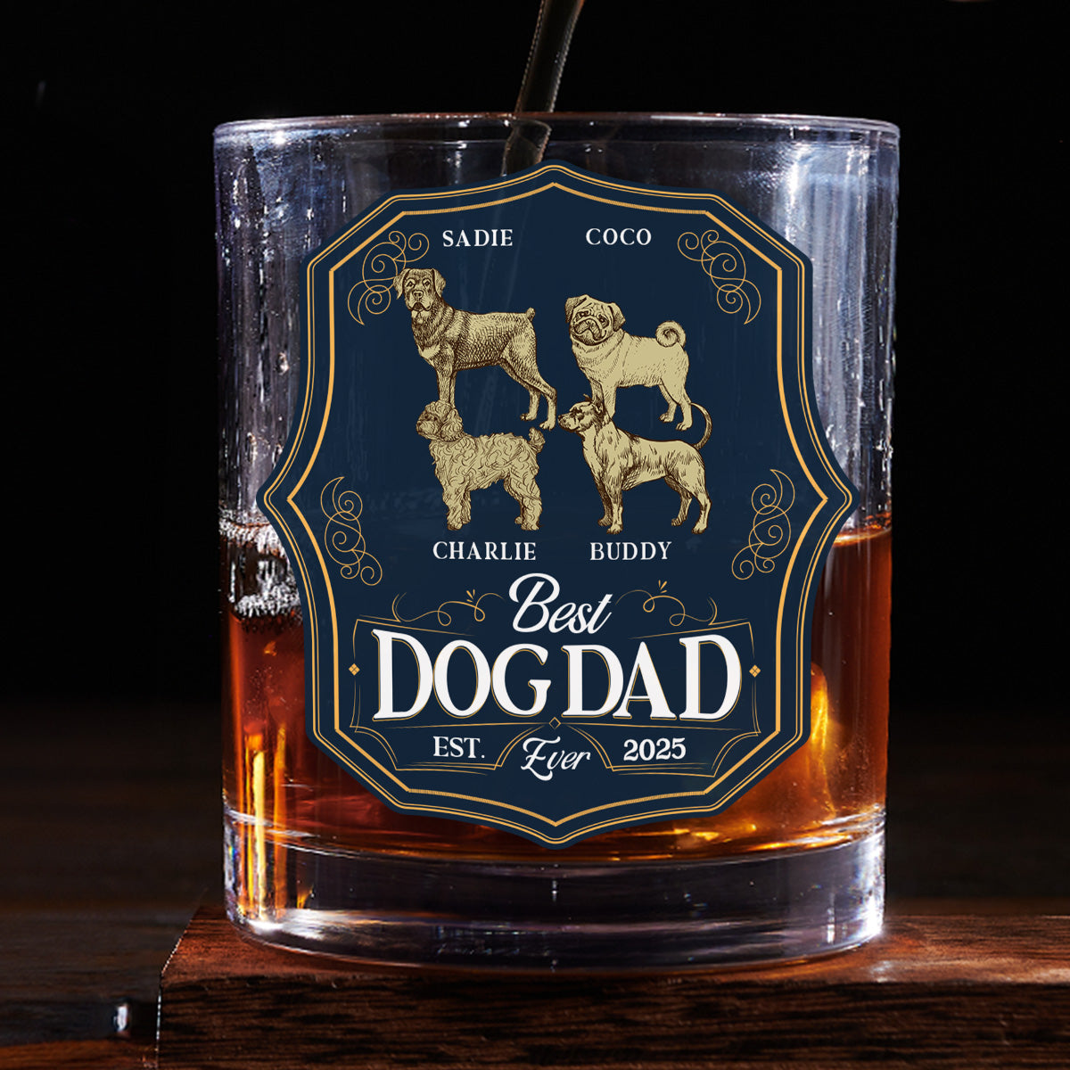 Dog Dad Est - Personalized Engraved Whiskey Glass