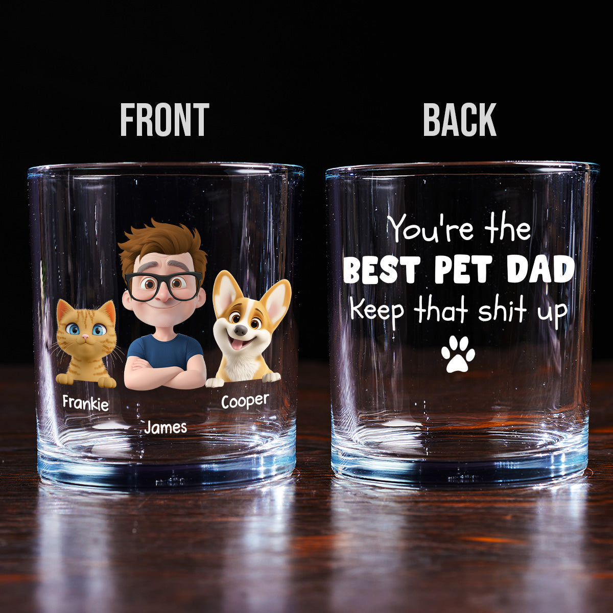 Keep That Shit Up Pet Ver - Personalized Whiskey Glass