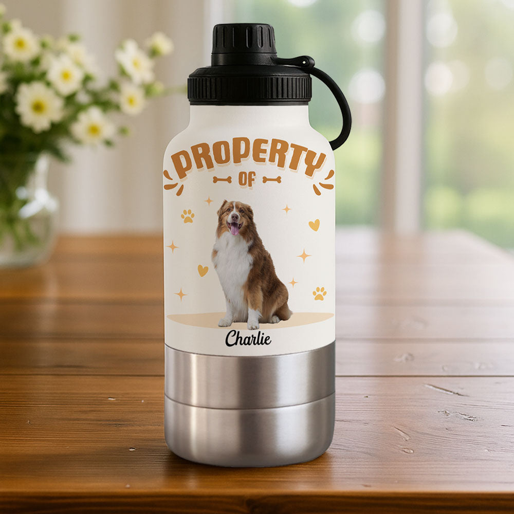 Property Of Photo - Personalized 30oz Water Bottle With Pet Bowl