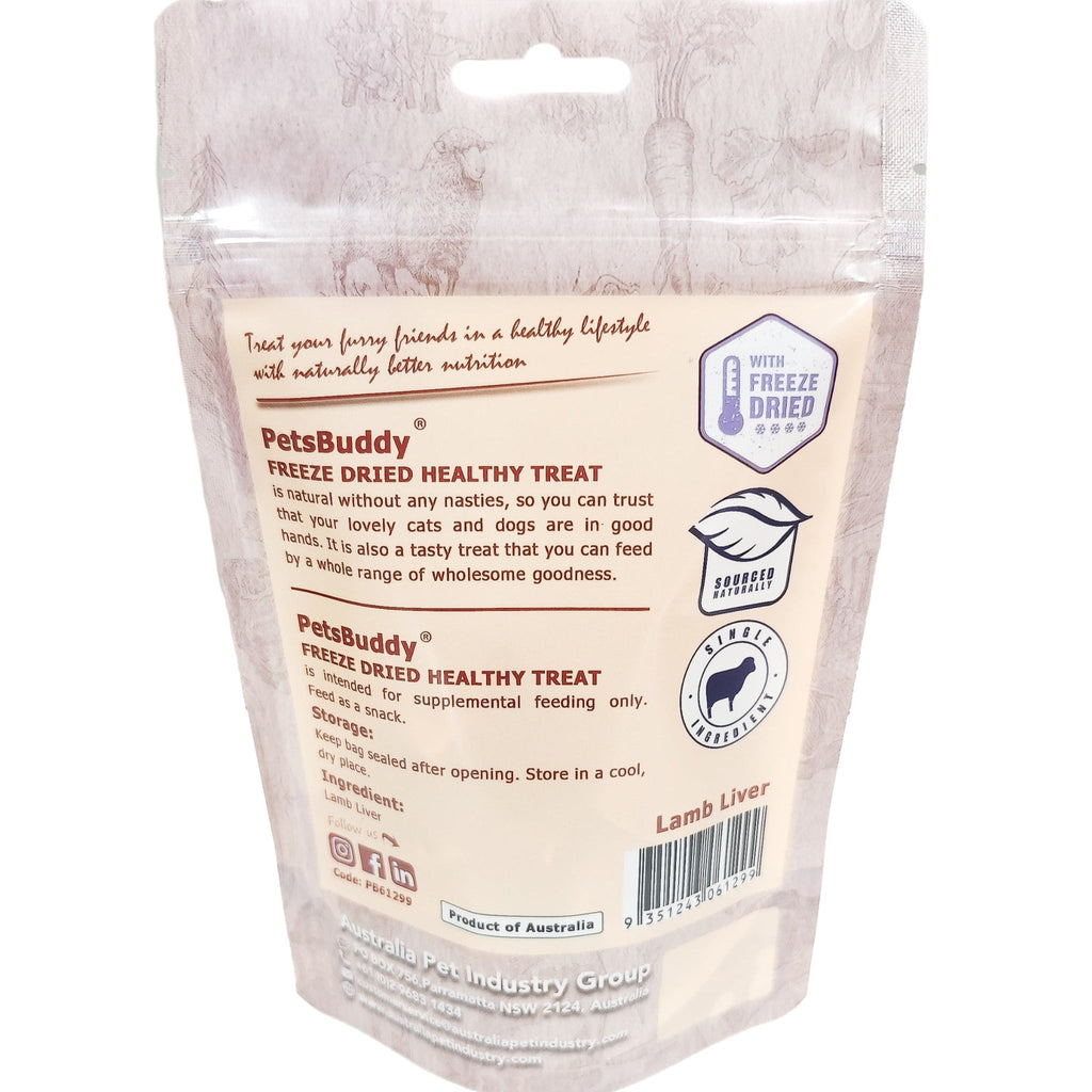 PetsBuddy Lamb Liver Freeze Dried Pet Treats for Dogs & Cats