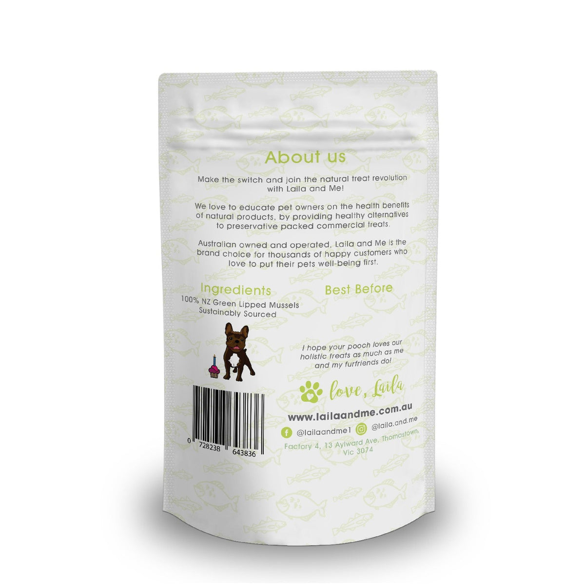 Laila & Me Dehydrated Range Dog Treats New Zealand Dried Green Lipped Mussels