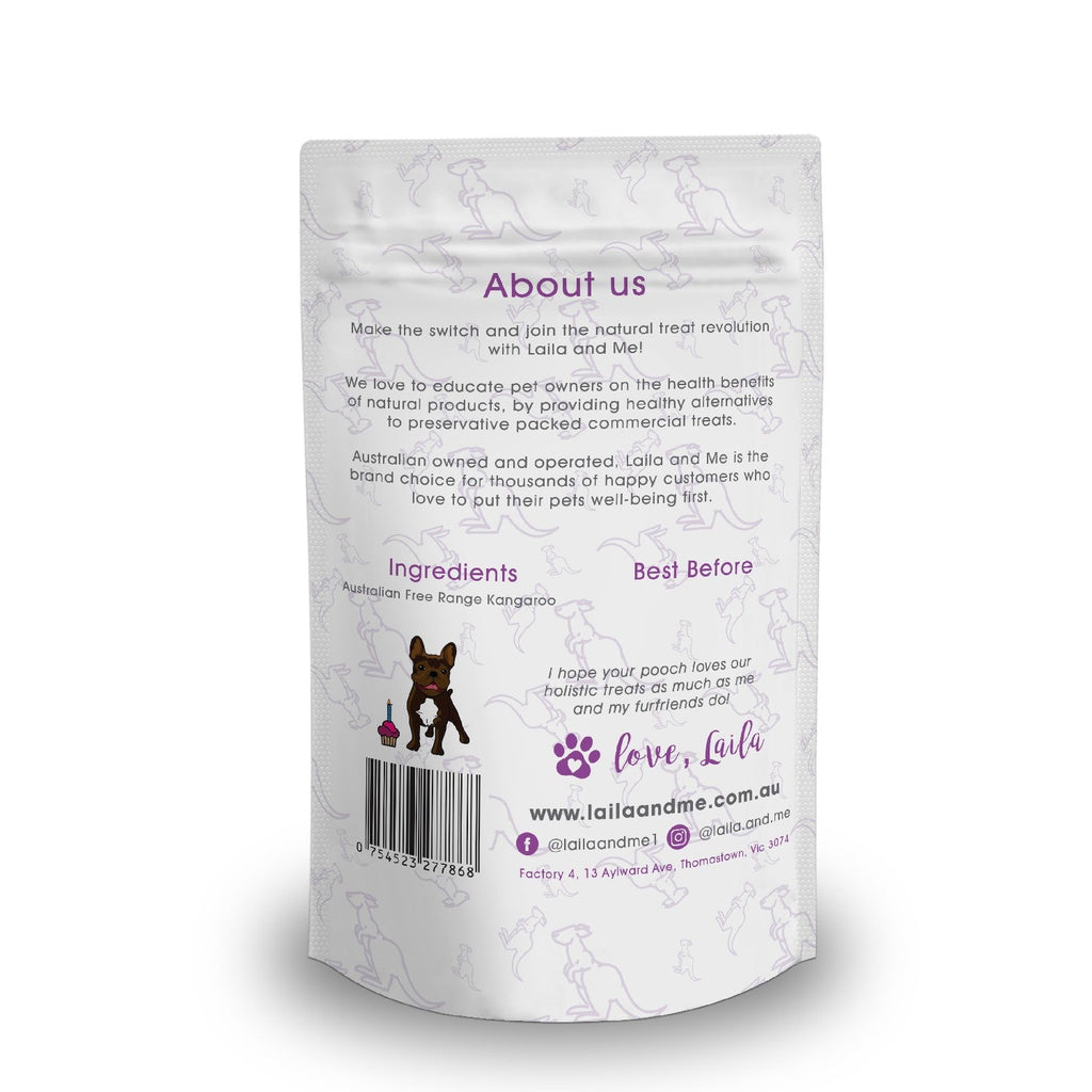 Laila & Me Dehydrated Range Dog Treats Kangaroo Jerky
