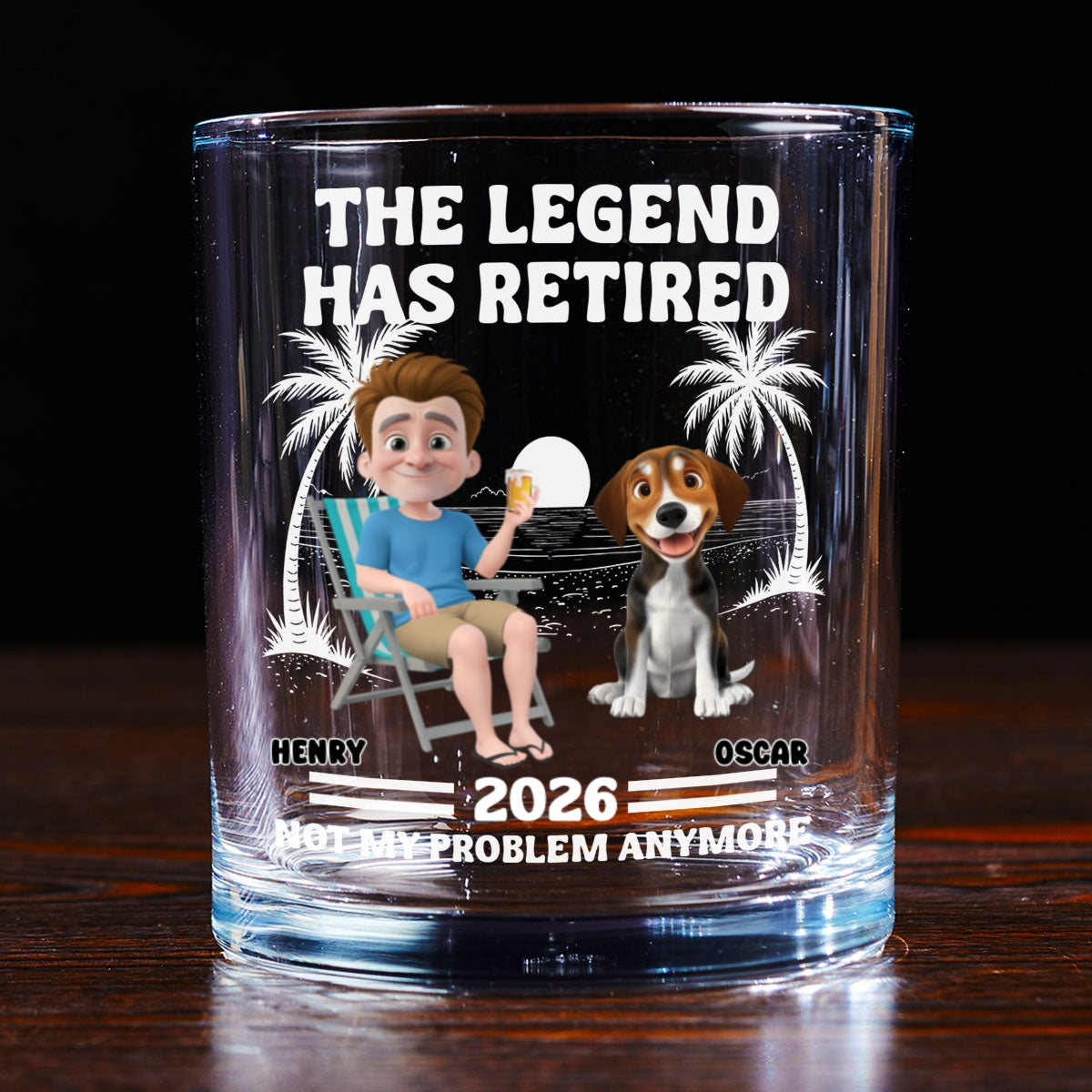 Not My Problem Dad Ver - Personalized Whiskey Glass
