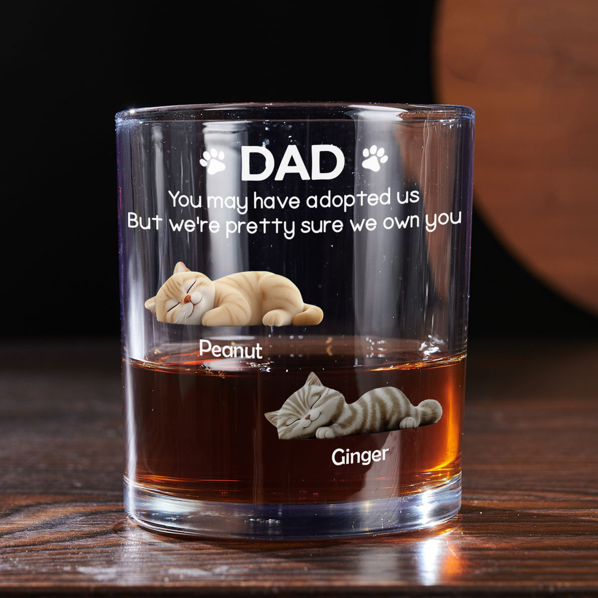 I Own You For Sure Cat Version 2 - Personalized Whiskey Glass