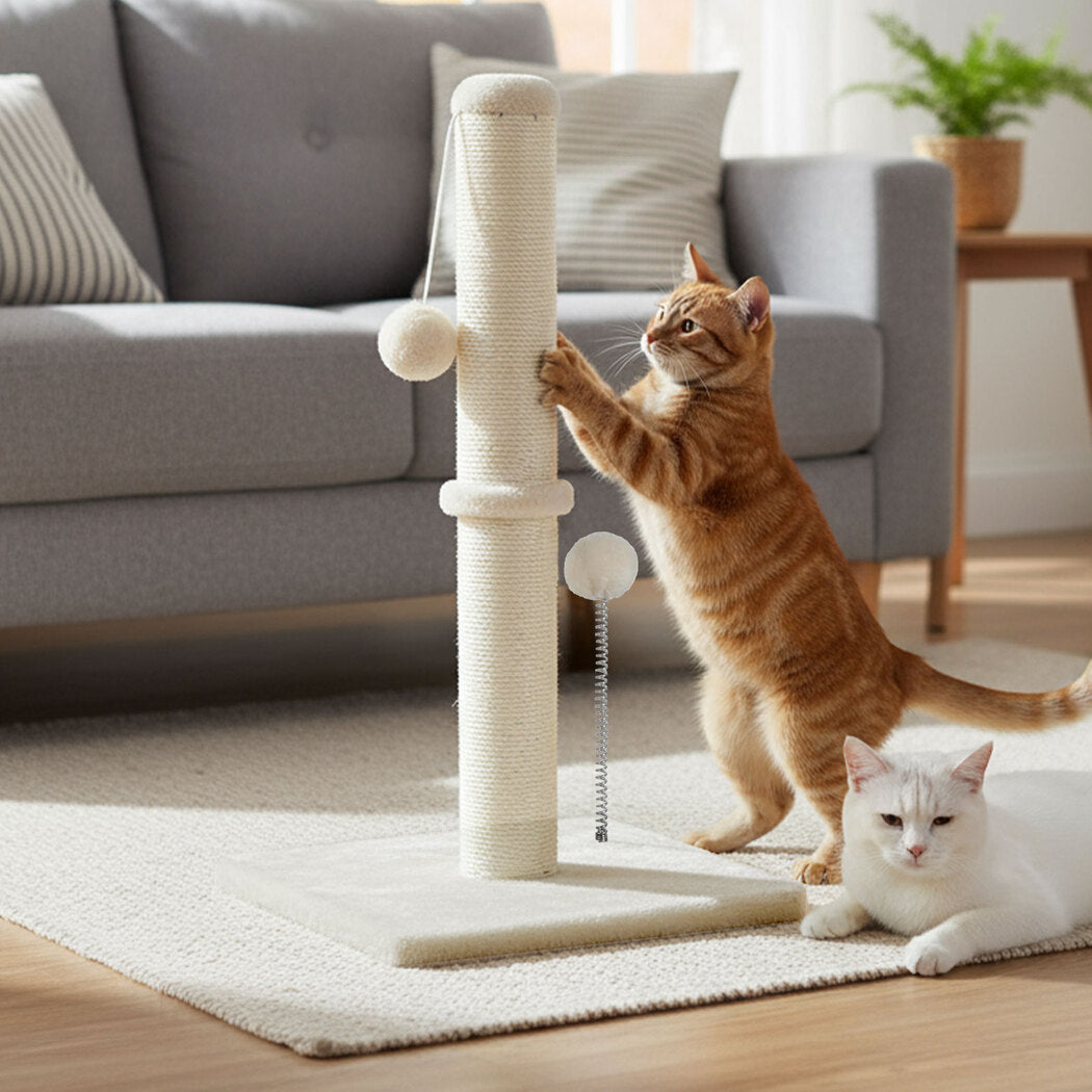 Cat Scratcher Scratching Post Natural Sisal Kitten Stable Ball Toys 54cm