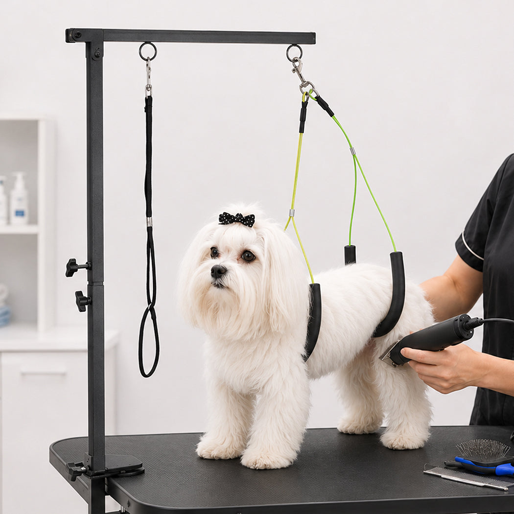 Dog Grooming Hammock Table Arm Adjustable 70-97cm Steel Clamp 2 Holders