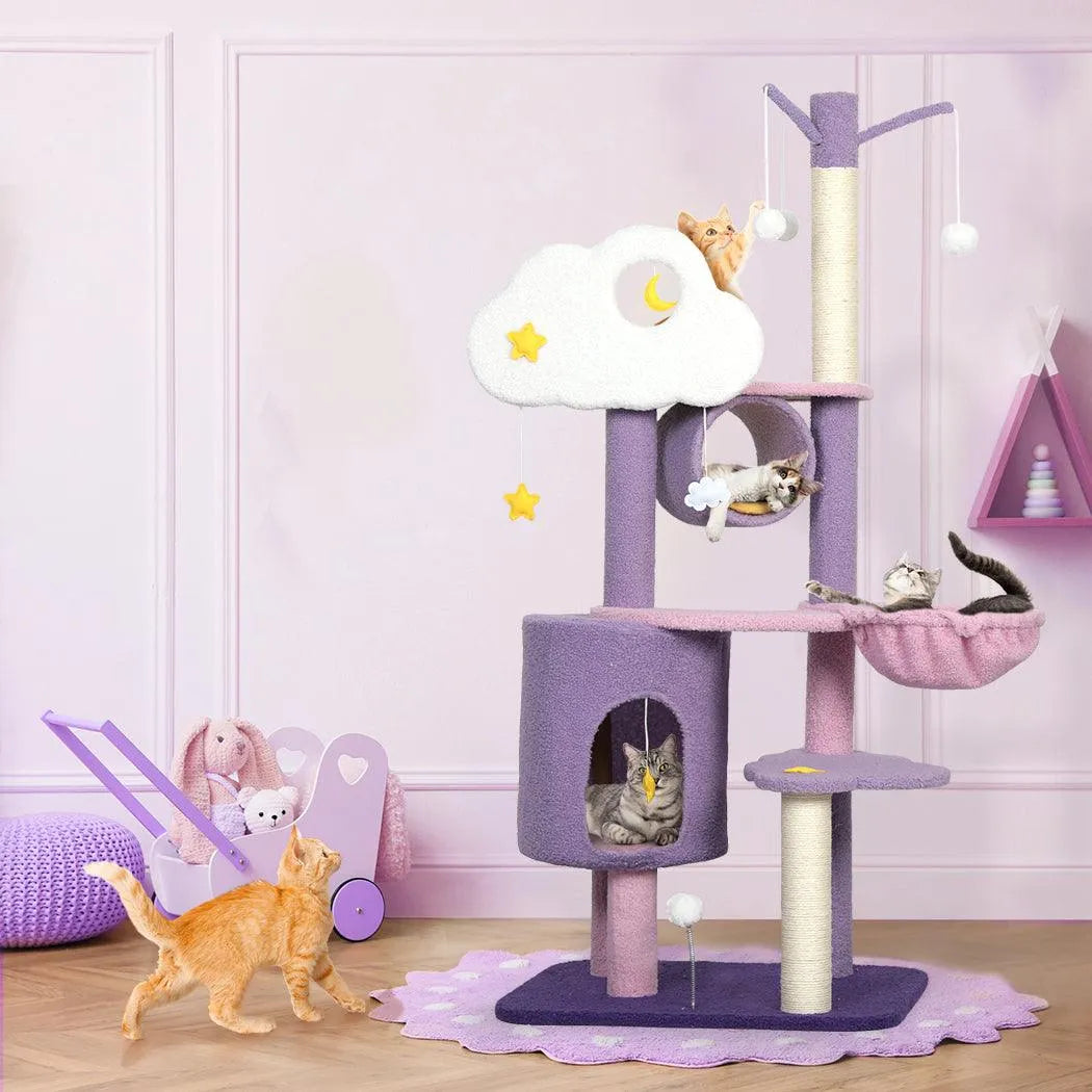 Cat Tree Condo Scratching Post Multi-Level - Purple
