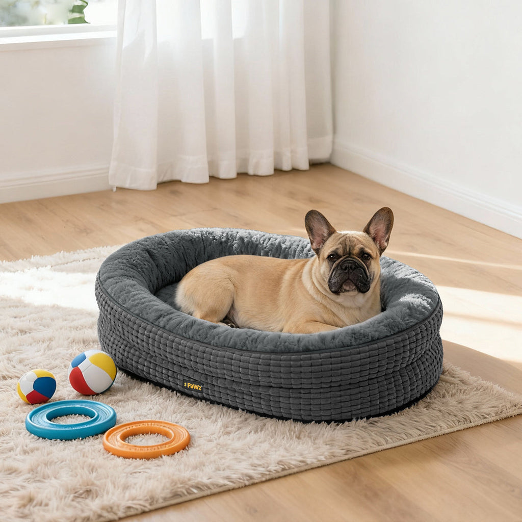Orthopedic Plush Dog Bed Soft Washable Pet Bed Grey Cosy Cushion