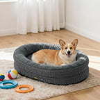 Orthopedic Plush Dog Bed Soft Washable Pet Bed Grey Cosy Cushion