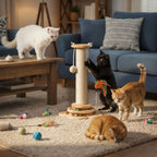 Pawz Cat Scratcher Wooden Scratching Post Natural Sisal Kitten Toy Platform 45cm