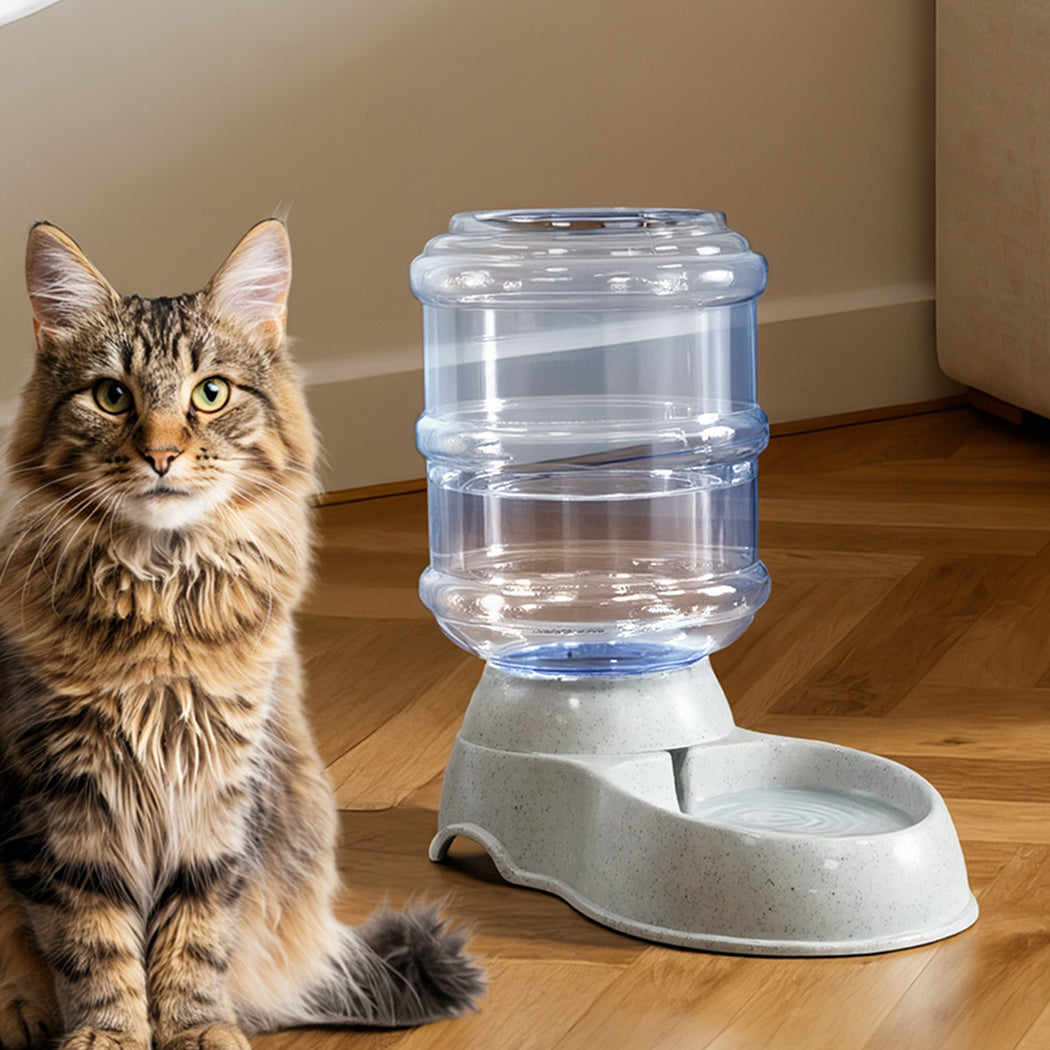 Automatic Water Dispenser Pet Feeder 3.5L Cat Dog Gravity Food Waterer Grey