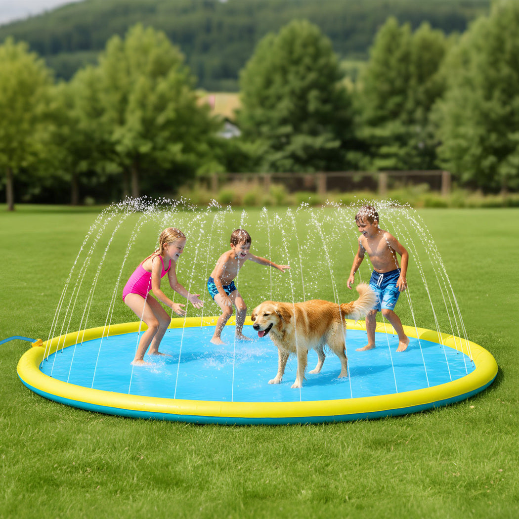 Splash Pad Kids Dog Sprinkler Water Play Inflatable Pool Mat Outdoor 240cm