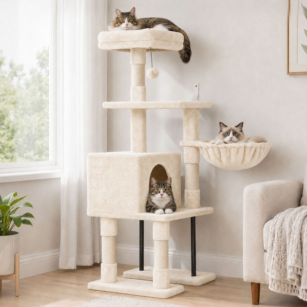 Cat Tree Cat Tower Multi-Level Cat Bed Cat Scratching Post 125cm