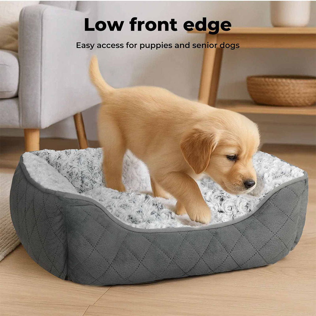 Calming Dog & Cat Bed – Fluffy Plush Washable