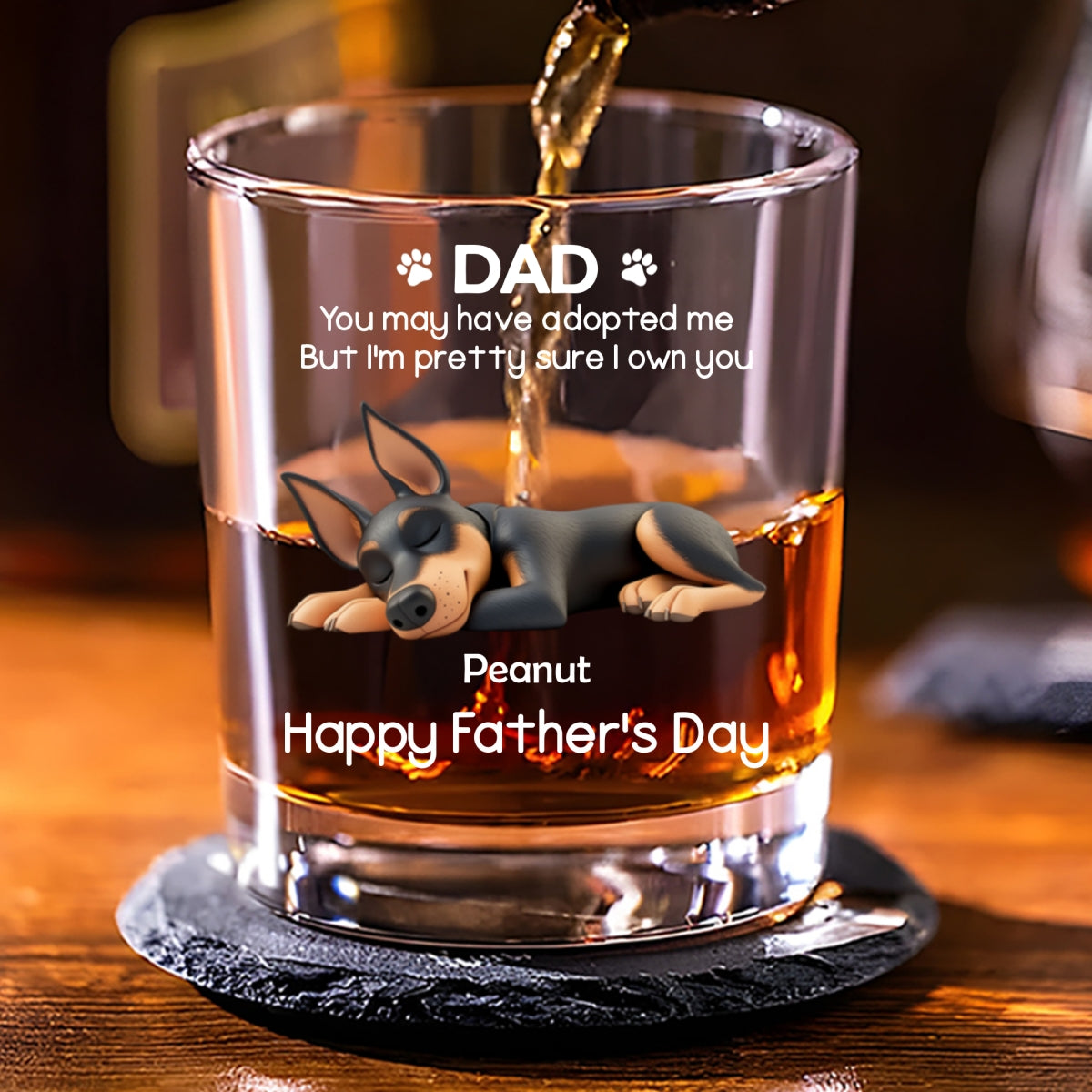 I Own You For Sure Pet Ver - Personalized Whiskey Glass