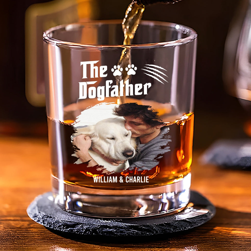 The Father Of Dog Photo - Personalized Whiskey Glass