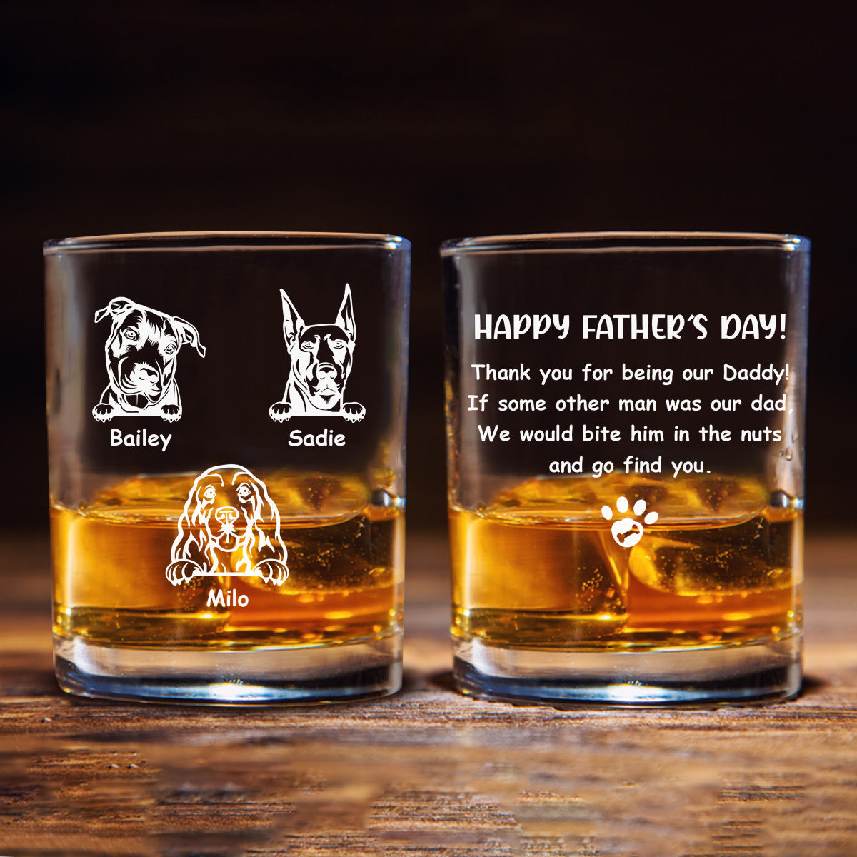 Thank You For Being My Daddy - Personalized Engraved Whiskey Glass