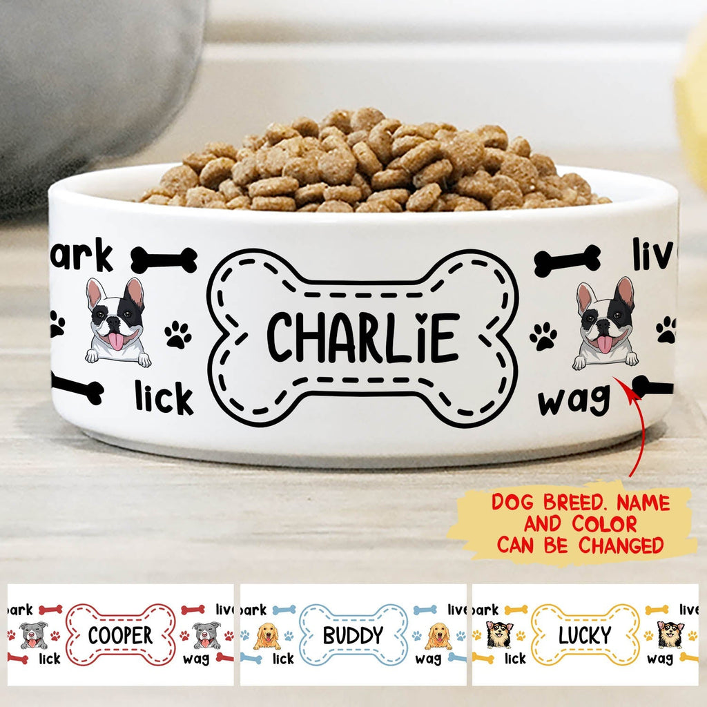 Dog Activities - Personalized Pet Bowl, Ceramic Dog Bowl
