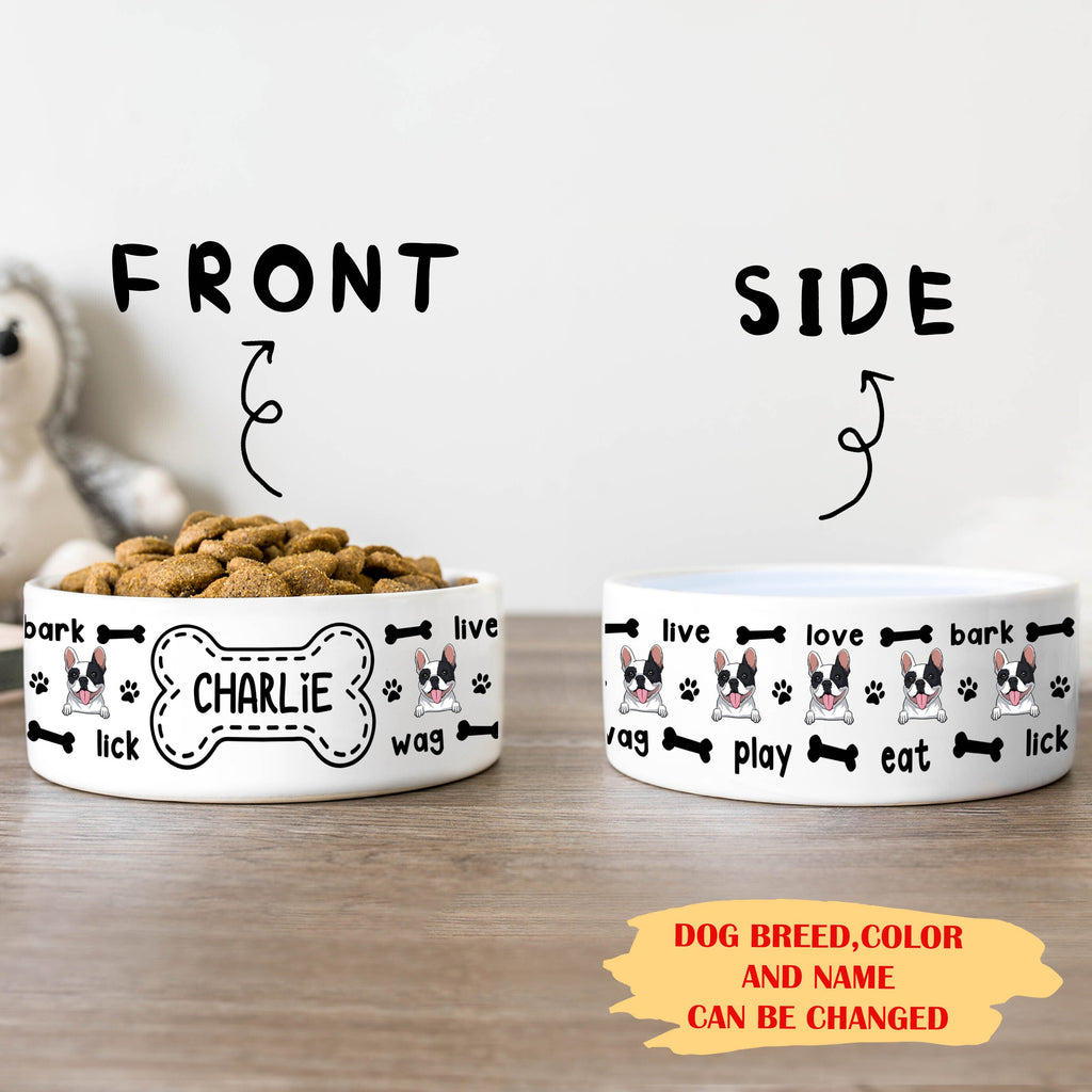 Dog Activities - Personalized Pet Bowl, Ceramic Dog Bowl