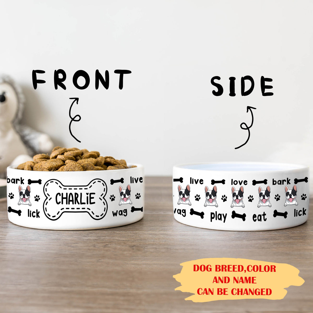 Dog Activities - Personalized Pet Bowl, Ceramic Dog Bowl