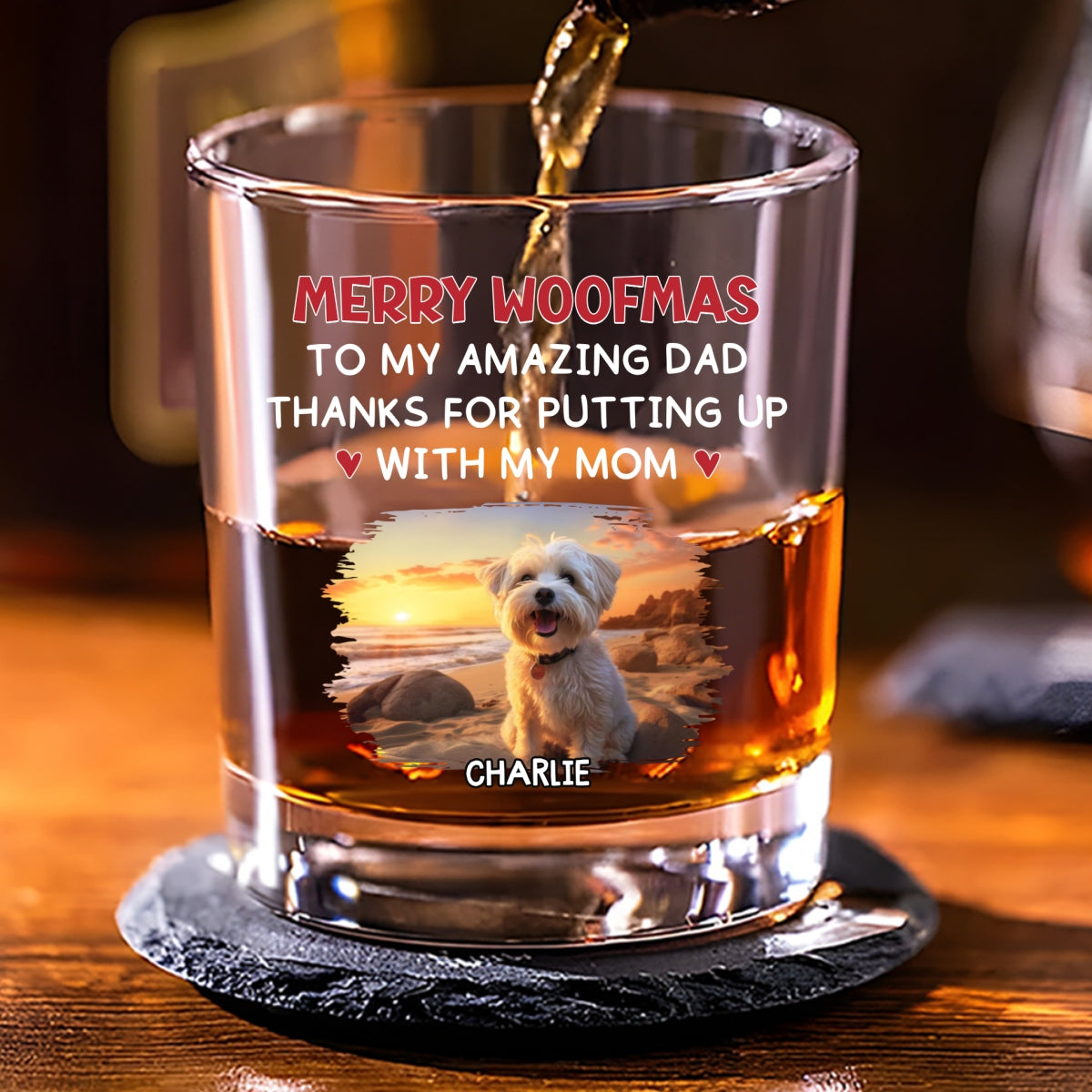 Thank You Dad Photo - Personalized Whiskey Glass