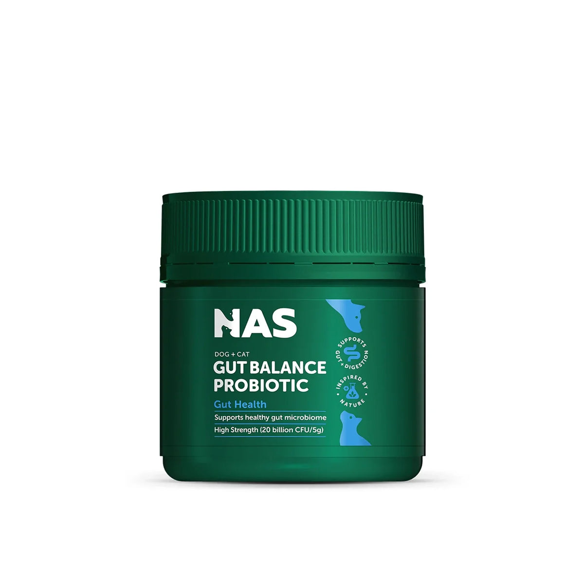NAS - Gut Balance Probiotic - Natural Powder (High Strength 20 Billion CFU) for Dogs & Cats