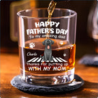 Putting Up With Funny Dad Ver Cartoon - Personalized Whiskey Glass