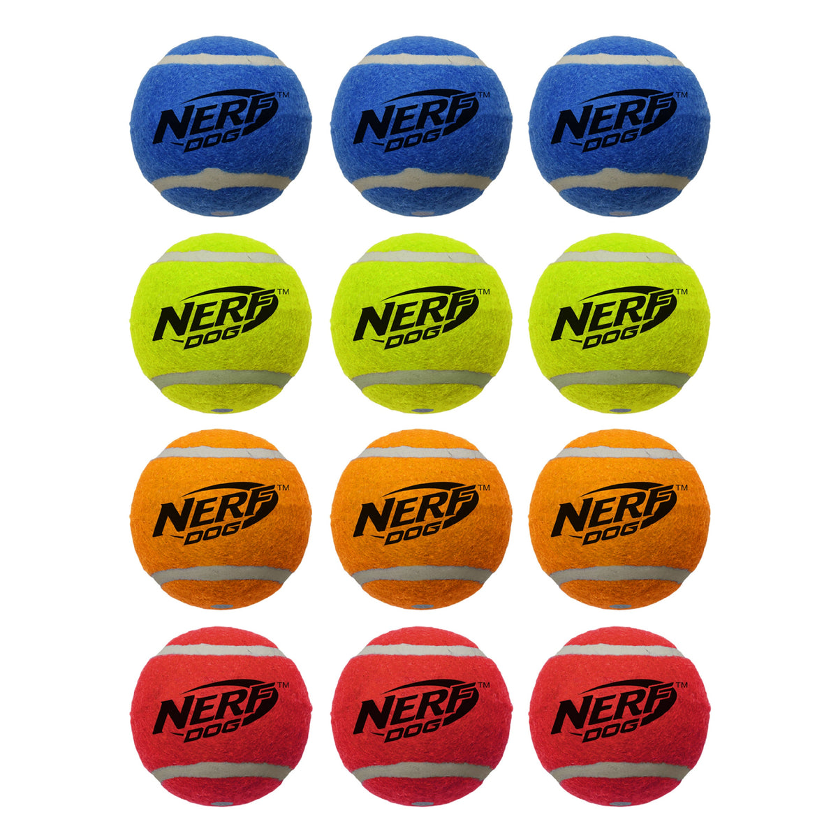 Nerf Dog Toy - Squeak Tennis Balls 6.25cm 12-Pack