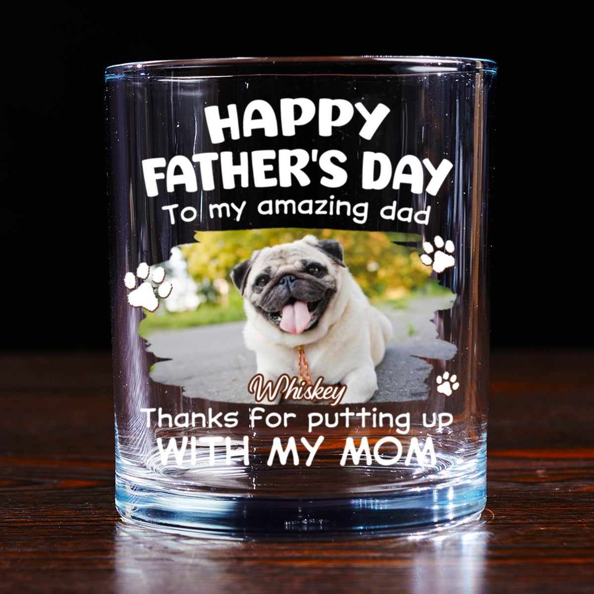 Putting Up With Funny Dad Photo - Personalized Whiskey Glass