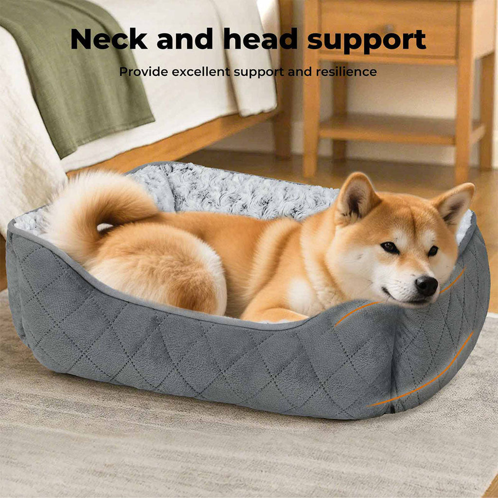Calming Dog & Cat Bed – Fluffy Plush Washable