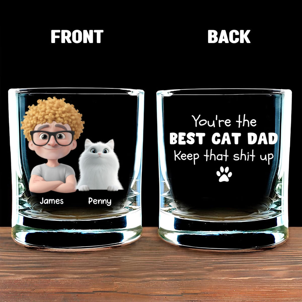 Keep That Shit Up Cat Ver - Personalized Whiskey Glass