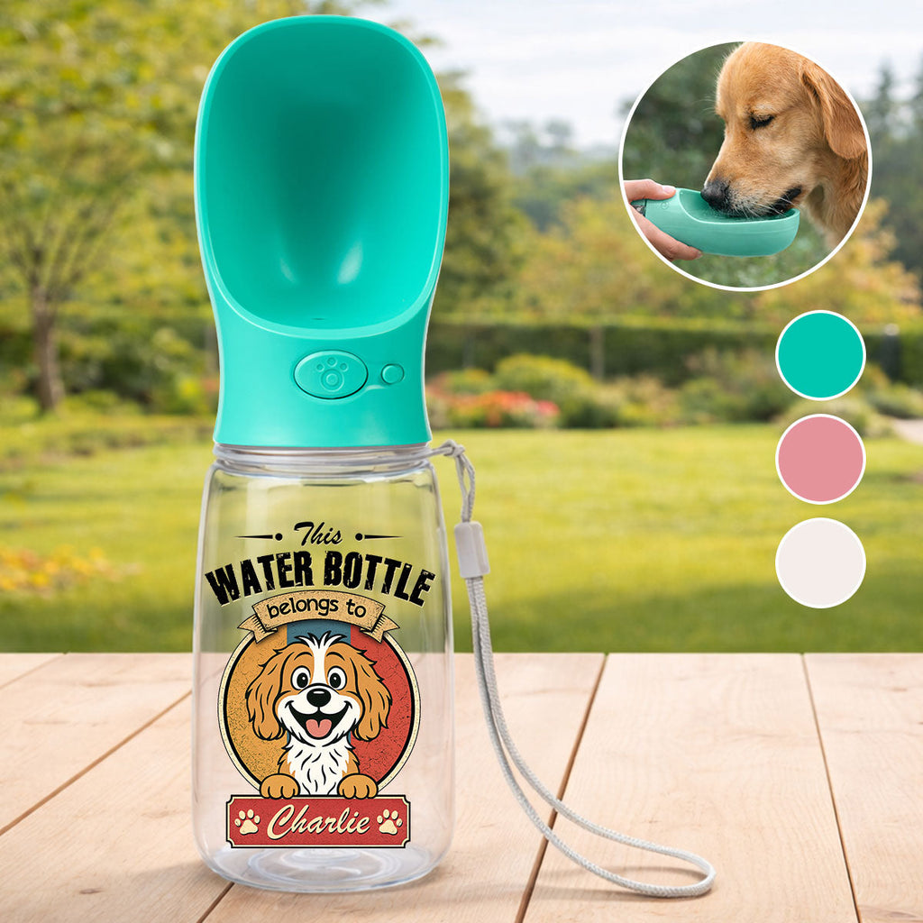 Retro Dog - Personalized Pet Water Bottle With Drinking Feeder