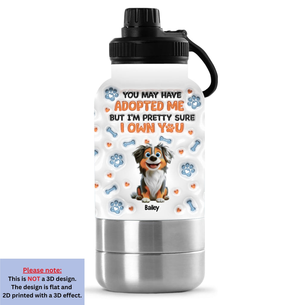 We Own You - Personalized 3D Inflated Effect 30oz Water Bottle With Pet Bowl
