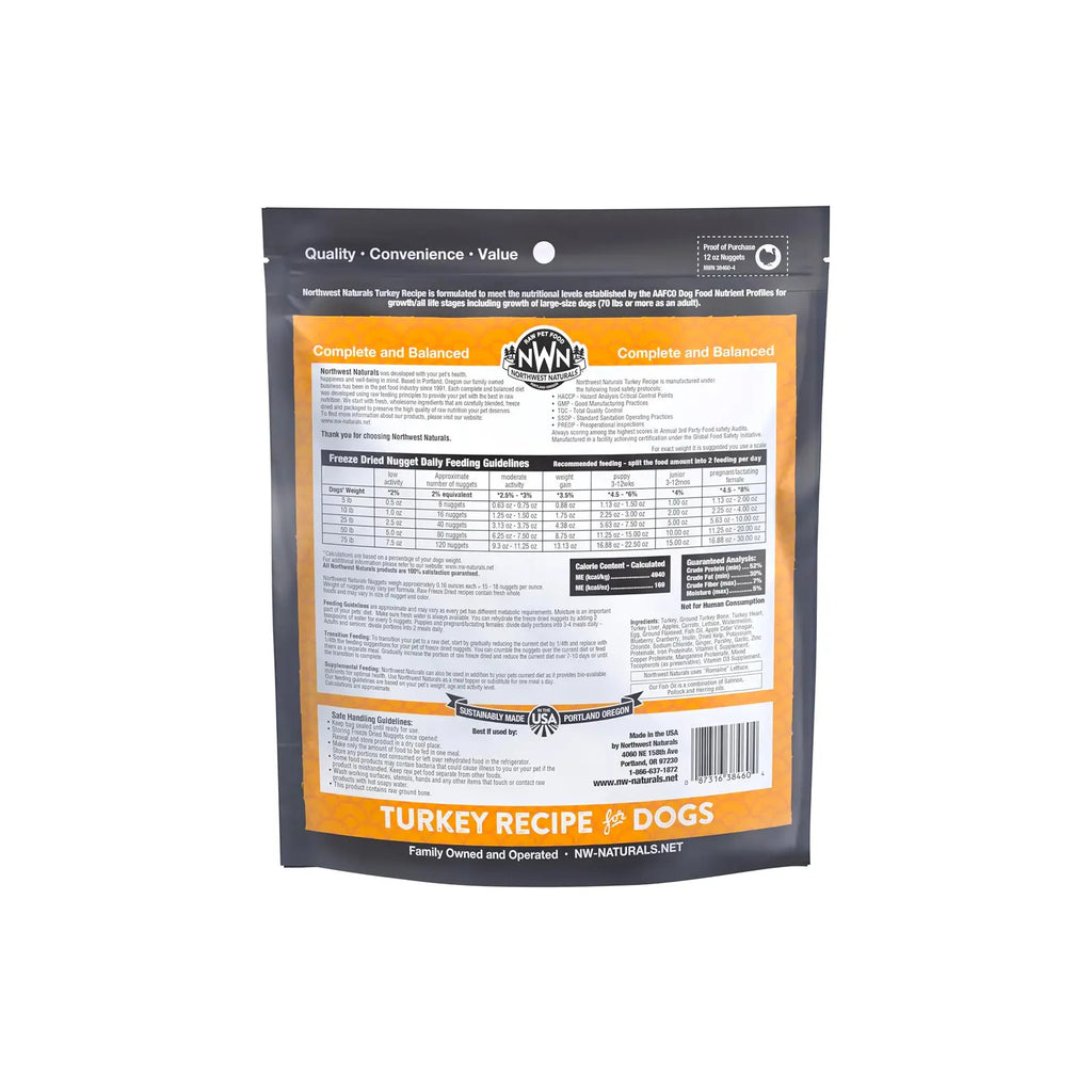 Northwest Naturals Freeze Dried Diets for Dogs - Turkey Recipe