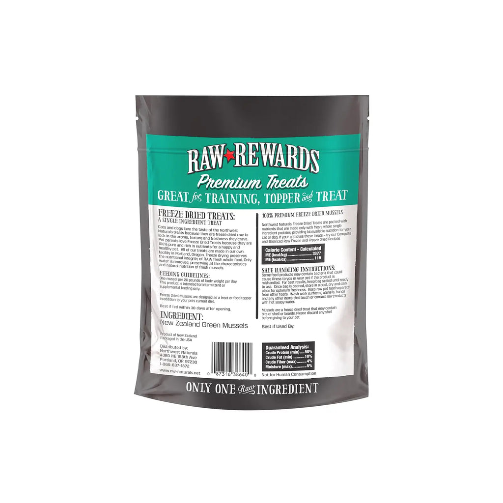 Northwest Naturals Raw Rewards Freeze Dried Treats for Dogs and Cats - Green Lips Mussels 56.7g
