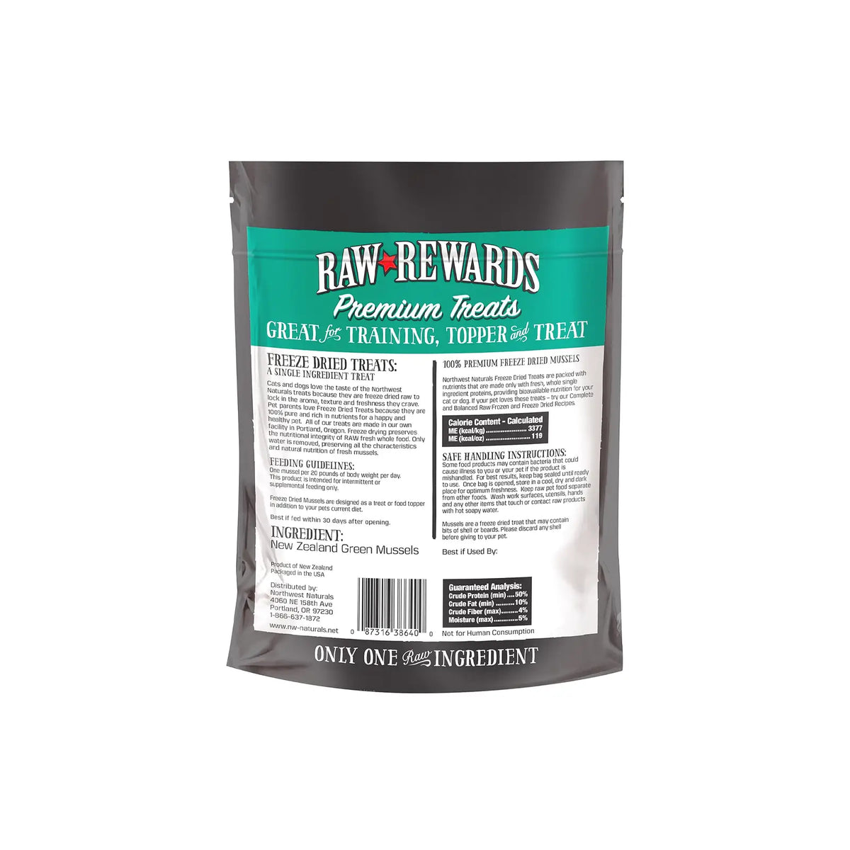 Northwest Naturals Raw Rewards Freeze Dried Treats for Dogs and Cats - Green Lips Mussels 56.7g