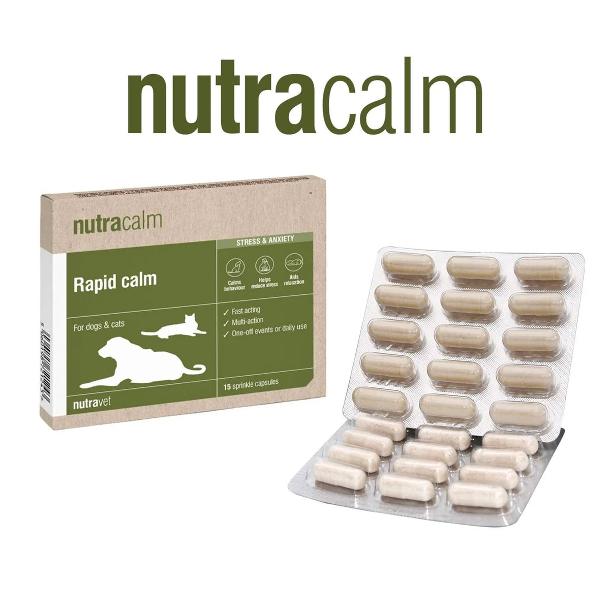 Nutravet - Nutracalm (Stress & Anxiety Supplements for Dogs & Cats) 15 caps