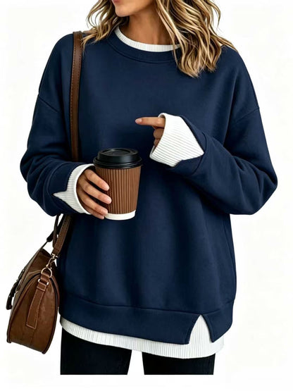 🥰Autumn Sale 50% OFF!💛Women's Loose Faux Two‑Piece Sweatshirt