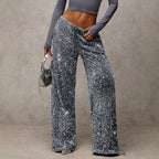 💖LAST DAY SALE 50% OFF💃Women's Sequin Sparkle Wide Leg Pants with Elastic Waistband