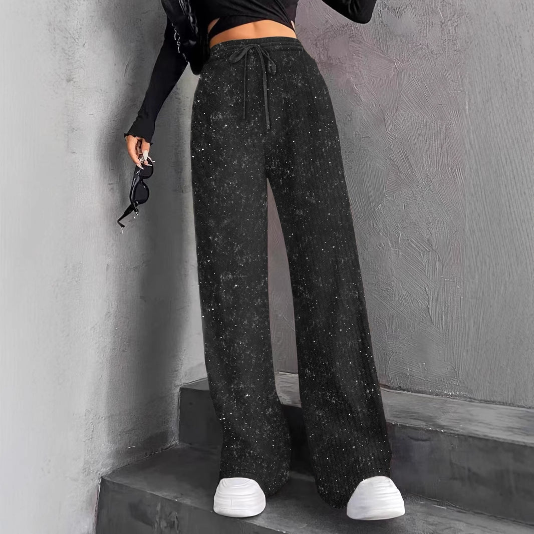 💖LAST DAY SALE 50% OFF💃Women's Sequin Sparkle Wide Leg Pants with Elastic Waistband