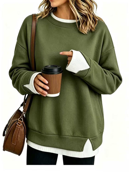 🥰Autumn Sale 50% OFF!💛Women's Loose Faux Two‑Piece Sweatshirt