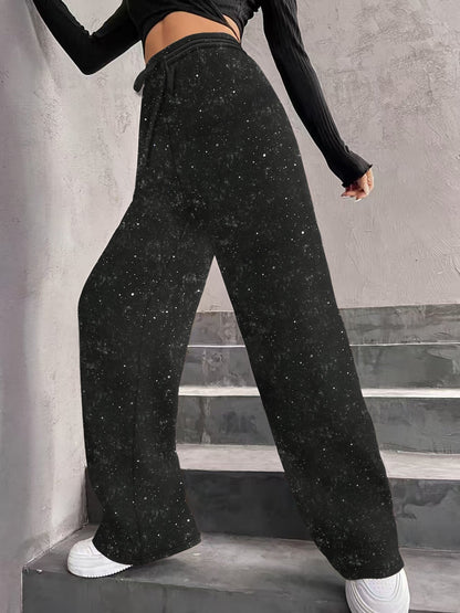 💖LAST DAY SALE 50% OFF💃Women's Sequin Sparkle Wide Leg Pants with Elastic Waistband