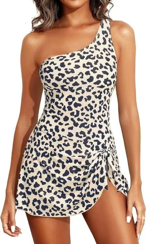 💥Limited Sale 60% OFF🔥One Shoulder Skirted One Piece Swimsuit