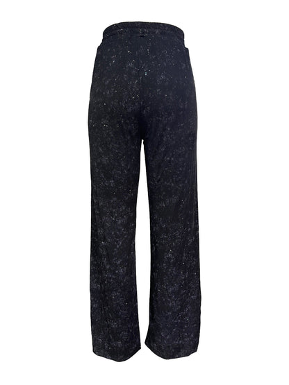 💖LAST DAY SALE 50% OFF💃Women's Sequin Sparkle Wide Leg Pants with Elastic Waistband
