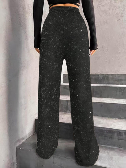 💖LAST DAY SALE 50% OFF💃Women's Sequin Sparkle Wide Leg Pants with Elastic Waistband