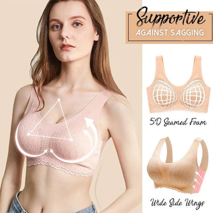 🌷💥Buy 1 Get 1 Free🔥Latex 4.0 Graceful Anti-saggy Breathable Lace Plus-size Bra