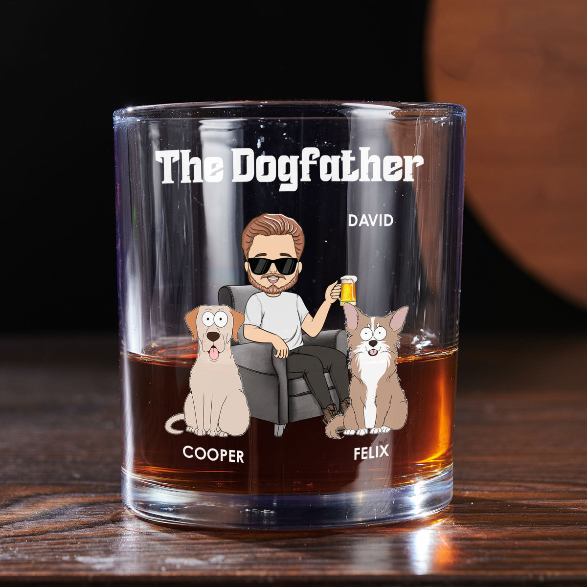 The Dogfather - Personalized Whiskey Glass